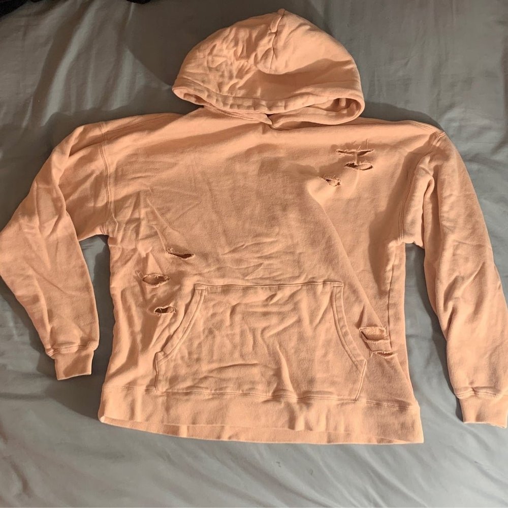 Peach Distressed Hoodie